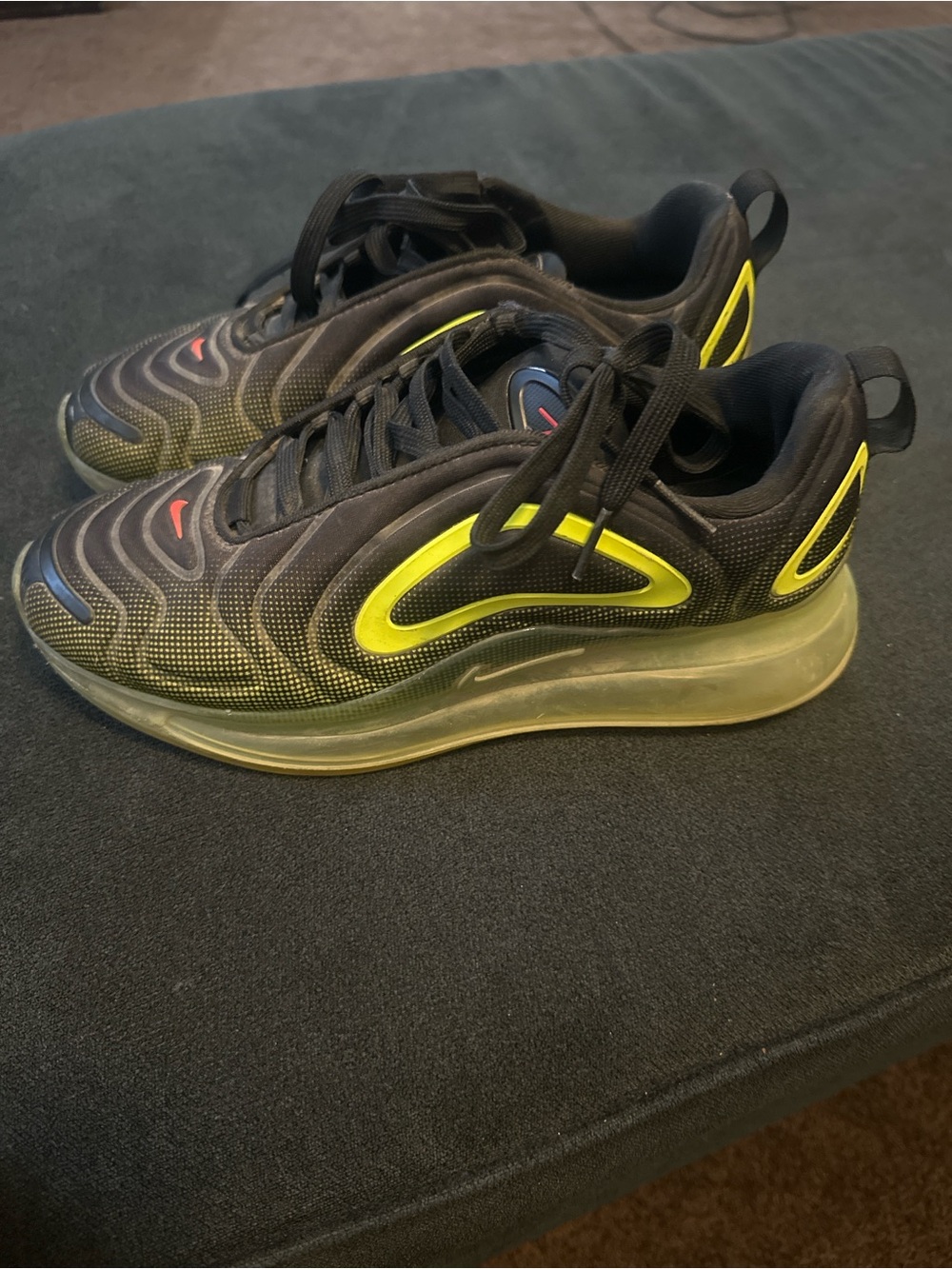 Nike Men's Black Sneakers with Neon Yellow Accents